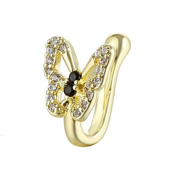 Crystal Butterfly Fake NoseRing Non Piercing Clip On Style NoseRing Nose M2I9