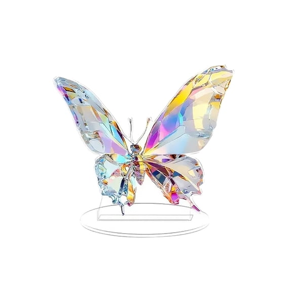 Crystal Butterfly Figurine 2D Transparent Acrylic Desktop Decor for Home Office Shelf Display, Graduation Gift