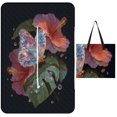 thumbnail image 1 of Crystal Butterfly Hibiscus Flowers Leaves Dew Picnic Blanket Waterproof Outdoor Beach Blanket Hand-held Pad Suitable for Travel, Camping, Beach, Family Gatherings, 1 of 8