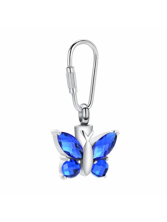 Crystal Butterfly Memorial Cremation Jewelry for Ashes Urn Keyring Pendent for Ashes Keychain