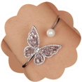 thumbnail image 1 of Crystal Butterfly Pearl Bracelet Butterfly Bangle for Women, 1 of 10