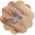 thumbnail image 1 of Crystal Butterfly Ring Cubic Zirconia Bow-Knot Knuckle Ring for Women, 1 of 12