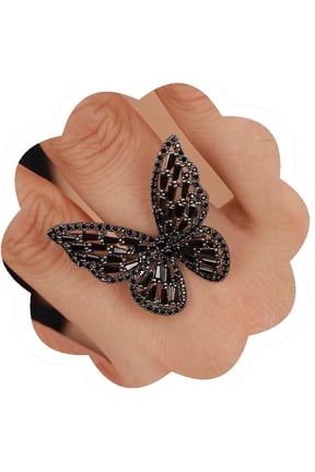 Crystal Butterfly Ring Cubic Zirconia Open Adjustable Bow-Knot Knuckle Ring