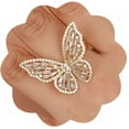 thumbnail image 1 of Crystal Butterfly Ring Cubic Zirconia Open Adjustable Bow-Knot Knuckle Ring, 1 of 11