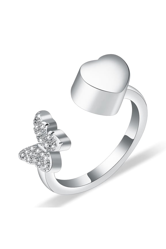 Crystal Butterfly Urn Rings for Ashes Heart Cremation Ring Memorial Keepsake Rings Gifts Ash Keepsake Memorial Rings Urns Rings for Women
