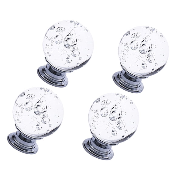 Crystal Cabinet Knob Pull Handle Bubble Clear Vanity Organizer Kitchen Handles Glass 4 Pcs