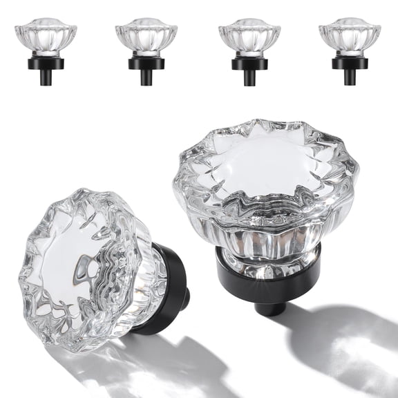 Crystal Cabinet Knobs 8 Pack Clear Glass Pulls for Kitchen Bedroom Bathroom Living Room Furniture, Brushed Nickel Base Old Style Cabinets Closet Dresser Drawers Cupboard Handles