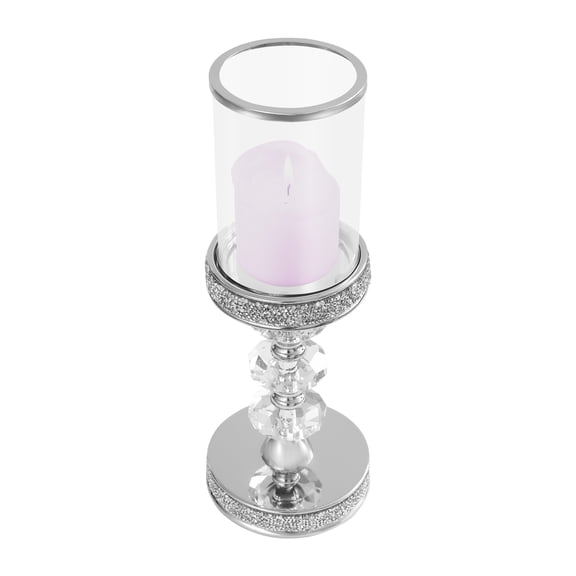 Crystal Candle Holder for Pillar Candle Crystal Candlesticks Holder Wedding Events Parties Home Decor Table Centerpieces Dining Table (Silver, Clear)