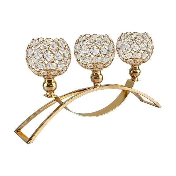 Crystal Candle Holders 3 Wick Gold Centerpiece Table Decorations for Dining Room Living Room Bling Votive Tealight Candle Holder Coffee Dining Table Centerpiece Decor Christmas Decorations