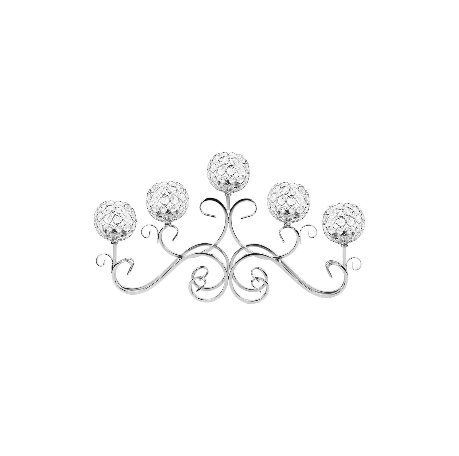 Crystal Candle Holders, 5 Arms Candelabra Centerpiece for Wedding Table