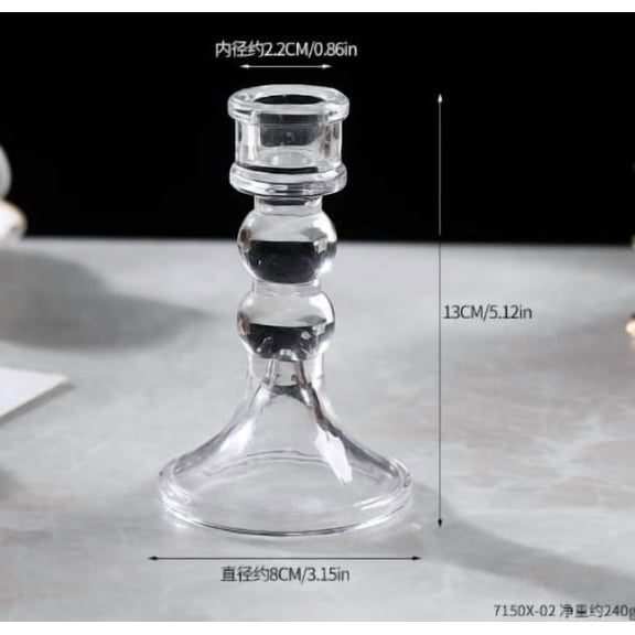 Crystal Candlestick Holder Two-Sphere Nordic Design Clear Candle Holder for Romantic Dinner Wedding Centerpiece Home Decor Transparent Scented Candle Holder with French Embossed Detail