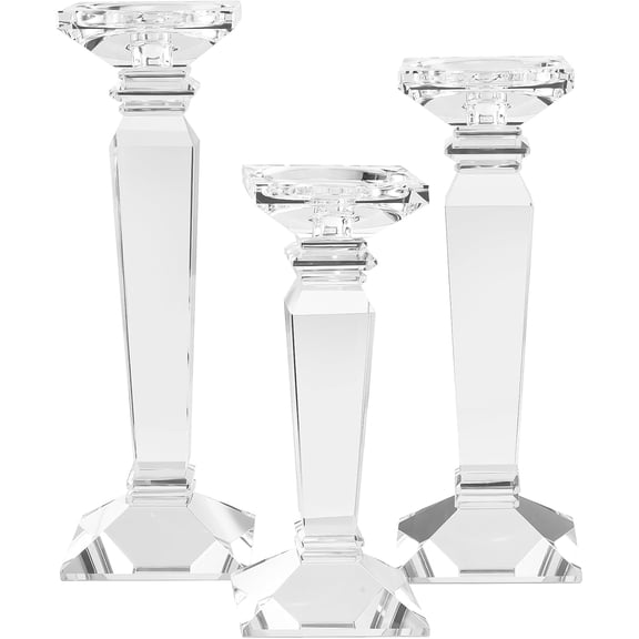 Crystal Candlestick Holders Hand Cut Crystal Taper/Pillar Candle Holders, Table Centerpieces for Party Wedding Banquet Decorations Set of 3, Comes with Gift Box(11.6''/10.4''/9.3'' Tall)