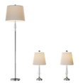 Crystal Candlestick LampsSet of 3 Faceted Shiny 2 Table Lamps, 1