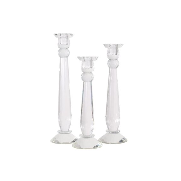 Crystal Candlesticks - by Alice Lane Home Collection - Set Decorative Candle Holders - Classic Design for Weddings, Dining and Party - Timeless Home Decor - for Tapered Candles - Size S, M & L Y102