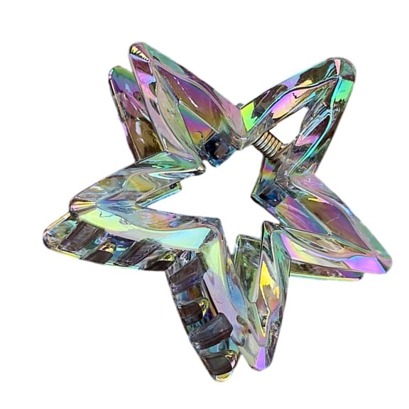 Crystal Candy Colored Hair Clip Dazzling Hollowed Out Pointed Star Hair Claw Stylish Elegant Acrylic Barrettes For Women Girls
