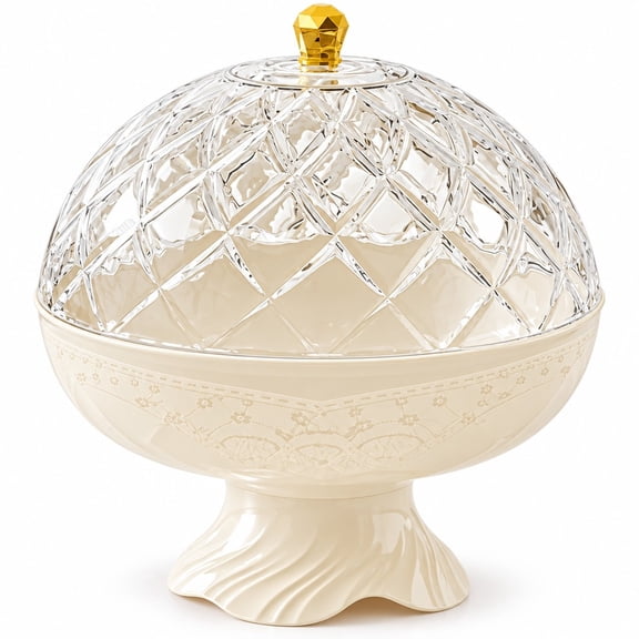 Crystal Candy Dish with Lid, Elegant Glass Candy Jar Bowl, Decorative Dessert Storage Container for Snacks, Cookies, Nuts, Home Table Decor
