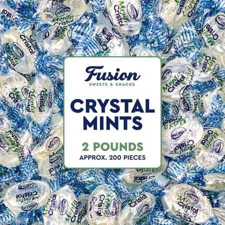 Crystal Candy Hard Mints - 2 Pounds (Approx. 200 Pieces) Arcor Blue Crystal Mint Candy Individually Wrapped, Breath Mints Bulk, After Dinner Mint, Bulk Candy