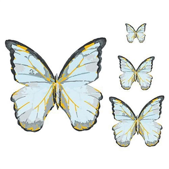 Crystal Candy Wafer-Paper Veined Butterflies, Light Blue
