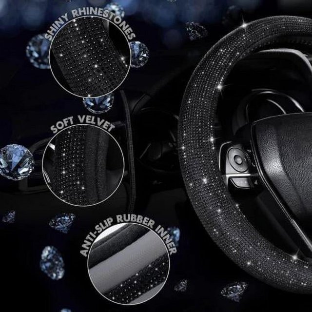 Crystal Car Steering Wheel Cover for Women Rhinestone Diamond Bling