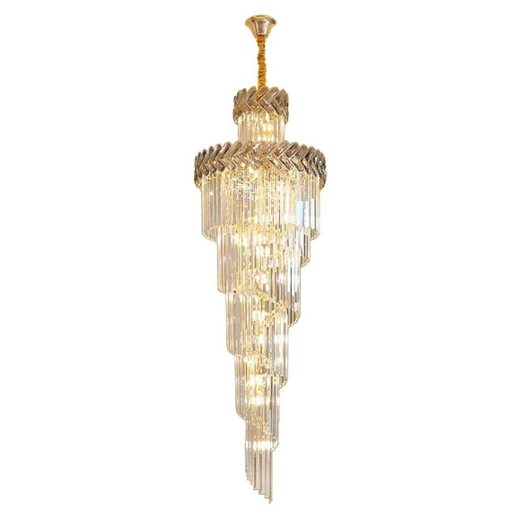 Crystal Cascade Chandelier 39.4'' for Staircase, Hall, Stairwell