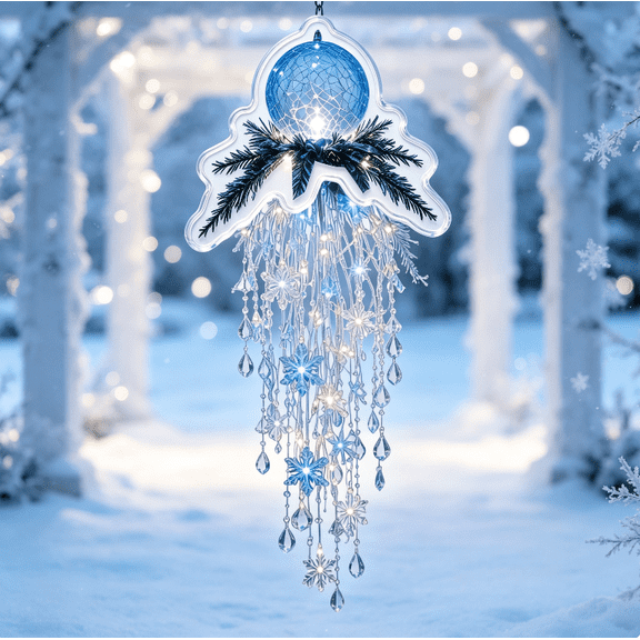 Crystal Cascade Christmas Light, Blue Crackle Orb LED Crystal Waterfall Holiday Light