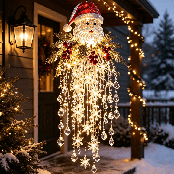 Crystal Cascade Christmas Light, Garden Patio Hanging Light Decor, Glittering Festive Accent for Yard Lawn Christmas Outdoor Display
