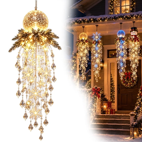 Crystal Cascade Christmas Light - Hanging & Crystal LED Porch Decor
