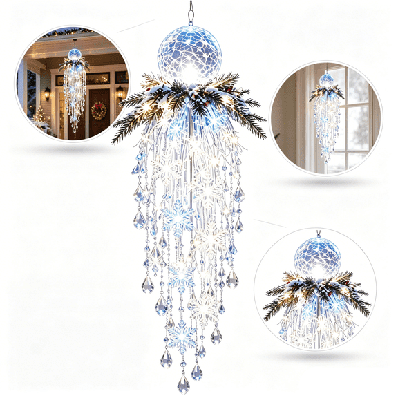 Crystal Cascade Christmas Light, Reusable Seasonal Hanging Light, Durable Sparkling Accent for Yearly Christmas Celebrations