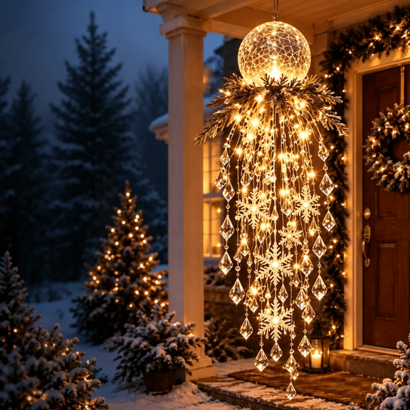 Crystal Cascade Christmas Light, Reusable Seasonal Hanging Light, Durable Sparkling Accent for Yearly Christmas Celebrations