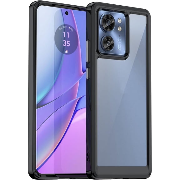 Crystal Case for Motorola Moto Edge 2023 [Not for Moto Edge Plus 2023],Slim Thin Soft TPU Bumper & Hard PC Back Shockproof Scratch Resistant Protective Phone Case (Transparent Black)