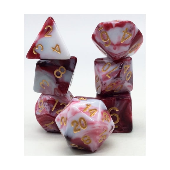 Crystal Caste Poly Set - Red & White w/Gold (7) New