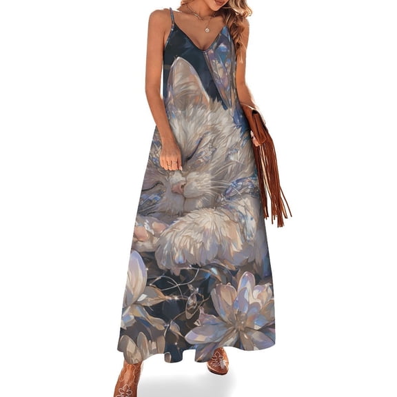 Crystal Cat Fine Art Sleeveless Dress Summer Dress Woman 2025