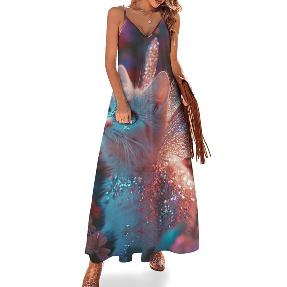 Crystal Cat Fine Art Sleeveless Dress Summer Dress Woman 2025