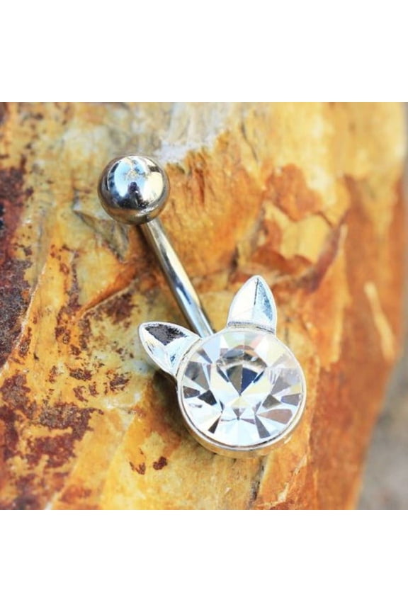 Crystal Cat Navel Ring