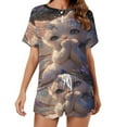 thumbnail image 1 of Crystal Cat Pajama Set for Women 2 Piece Sleepwear Loungewear Short Sleeve, 1 of 7