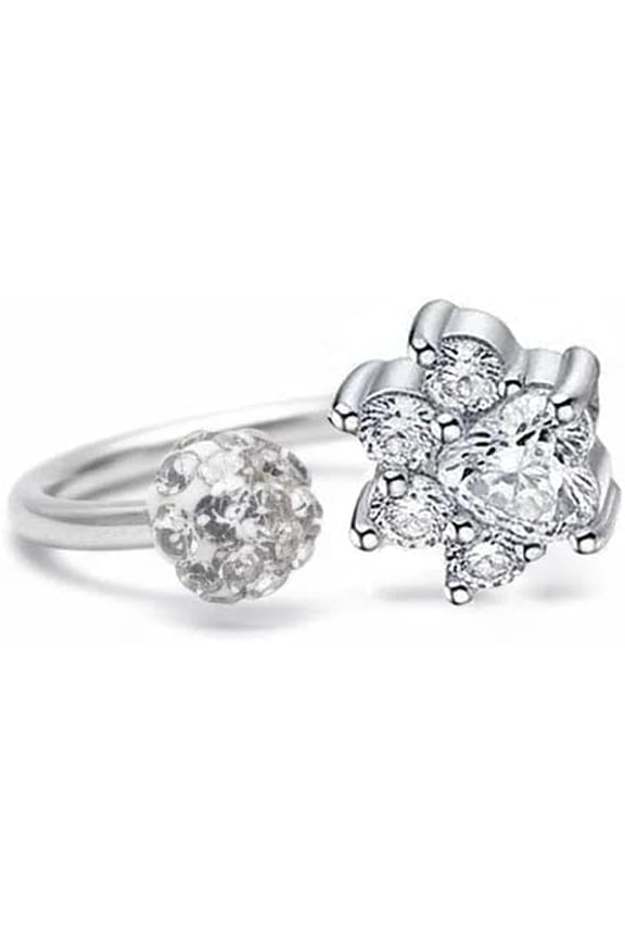 Crystal Cat Paw Print Septum Ring for Women Men - Internally Threaded Stainless Steel Dog Puppy Kitten Shambala CZ Ball Lip Rings Cartilage Labret Hoop Horseshoe Earrings Cute Body Pierced Jewelry