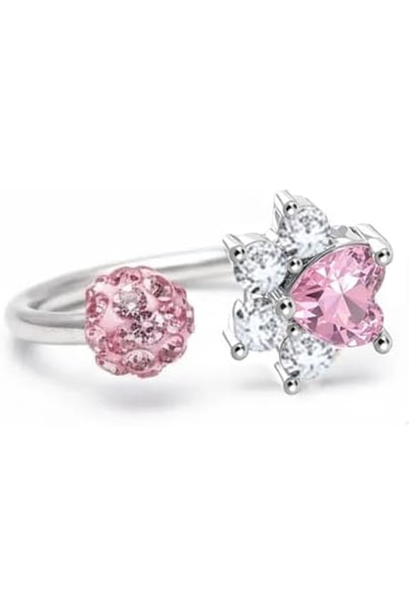 Crystal Cat Paw Print Septum Ring for Women Men - Internally Threaded Stainless Steel Dog Puppy Kitten Shambala CZ Ball Lip Rings Cartilage Labret Hoop Horseshoe Earrings Cute Body Pierced Jewelry