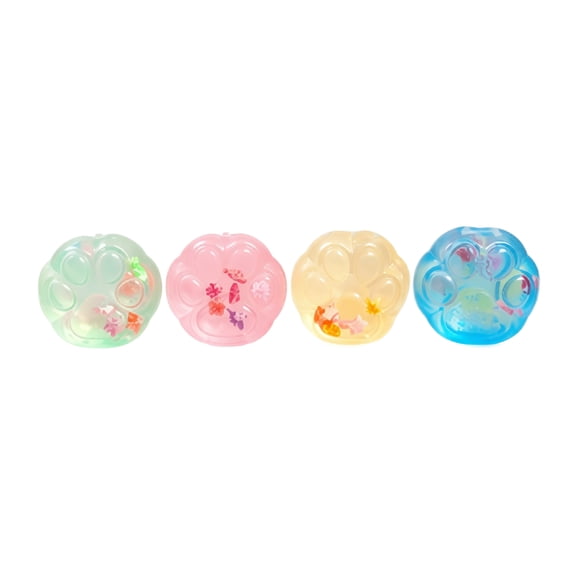 Crystal Cat Paw Squishy Toy 6cm Random Color, Transparent Stress Relief Fidget Toy with Dried Flowers, Soft Squeeze Sensory Ball for Desk Decor Office, Gift for Cat Lovers Women