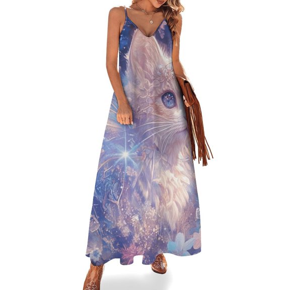Crystal Cat Sleeveless Dress for Women Clothing Female Women's Summer Skirt