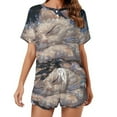 thumbnail image 1 of Crystal Cat Women's Ruffle Short Sleeve Tops And Shorts Cute Peeps Bunny Pajamas Sets, 1 of 7