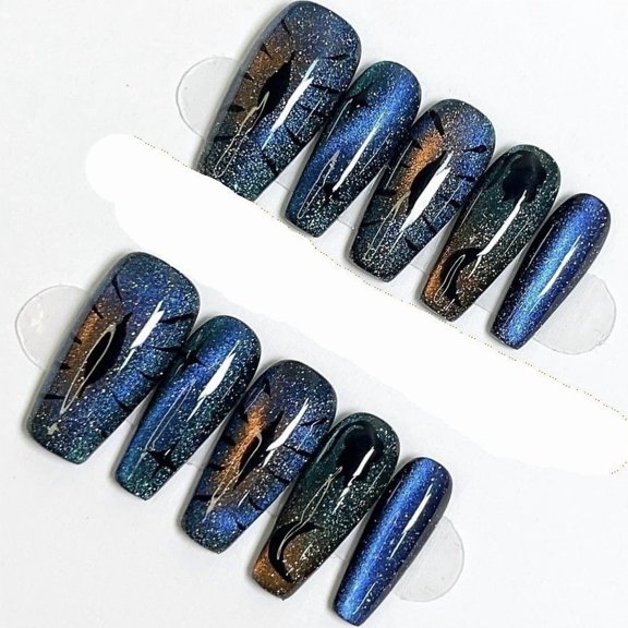 Crystal Cat's Eye Hand-painted Dragon's Eye Pure Handmade Boutique Detachable Wearable Nail Art