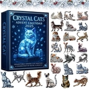 Crystal Cats Advent Calendar 2025-24 Days Collectible Crystal Cat Pendant Set, Mini Crystals Cat Ornaments with Unique Cat Designs | Christmas Countdown Calendar for Cats Lovers
