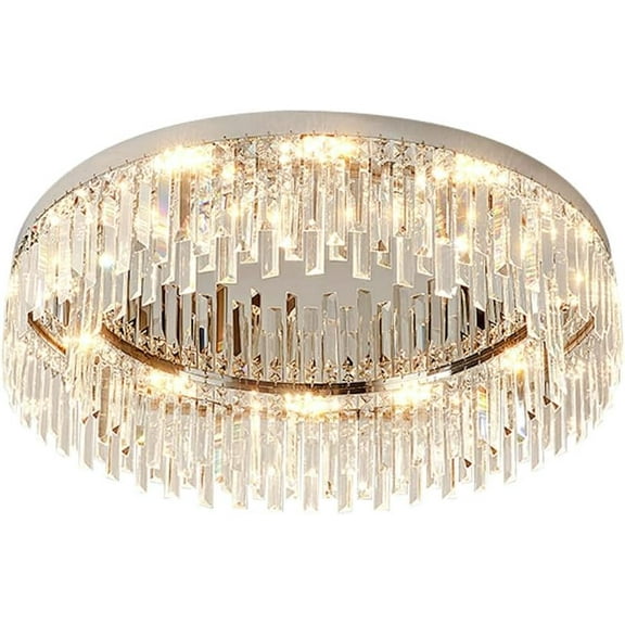 Crystal Ceiling Chandelier, Modern Chandelier Recessed Mount Chandelier Ceiling Light Fixture Indoor Crystal Ceiling Light Ceiling Light Modern Round Chandelier for Bar,Aisle,Foyer,Hotel