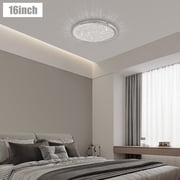 Crystal Ceiling Light Flush Mount, 16" Ultra Thin 2" Height LED Ceiling Light with Chrome Finish, 30W 3000LM 95CRI for Hallway Bedroom Kitchen Foyer Living Room Bulbs Included