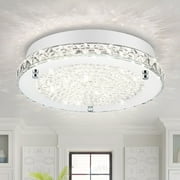 Crystal Ceiling Light LED Kitchen Ceiling Lights Flush Mount Dimmable Crystal Hallway Light Fixture Ceiling Lamp for Bedroom Bathroom Living Room 4000K Daylight 24W