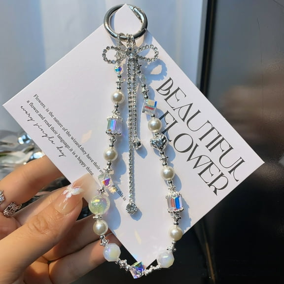 Crystal Cell Phone Wrist Strap Phone Charm Beaded phone Lanyard Hands-Free Wristlet Bracelet Wrist Grip Strap for Women