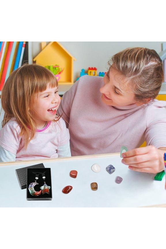Crystal Chakra Hexagon Pendant Set | Pink & Colorful Gemstones | Natural Rose Quartz Healing Jewelry | Gift Box | Anxiety Relief & Empowerment | DIY Shine