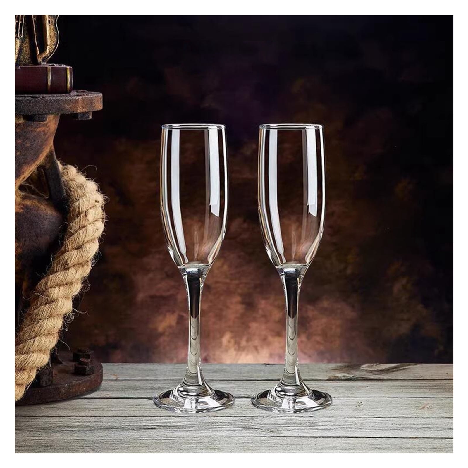 Crystal Champagne Flutes Glasses Set of 6Oz, Elegant Champagne Glasses, Modern Champagne Flutes