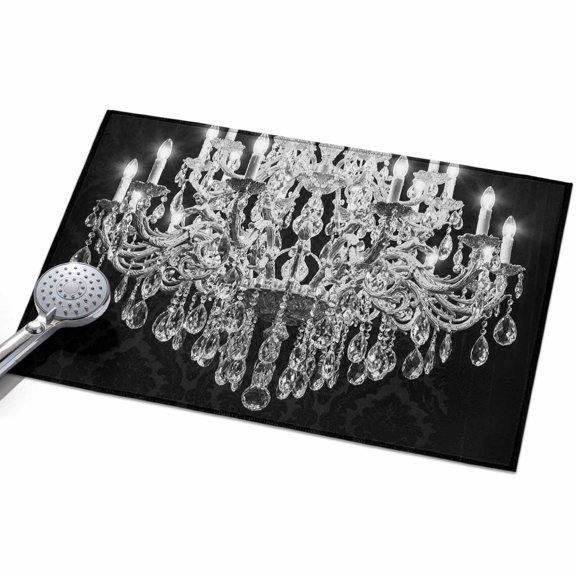 Crystal Chandelier Area Rug, Candle Vintage Abstract Black Background Non-Slip Felt Rubber Backing Rectangle Indoor Carpet Washable Rugs for Living Room Bedroom 2x3ft