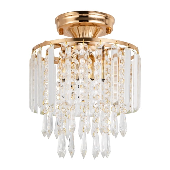 Crystal Chandelier Ceiling Light Fixture With Dripping Pendants for Living Room